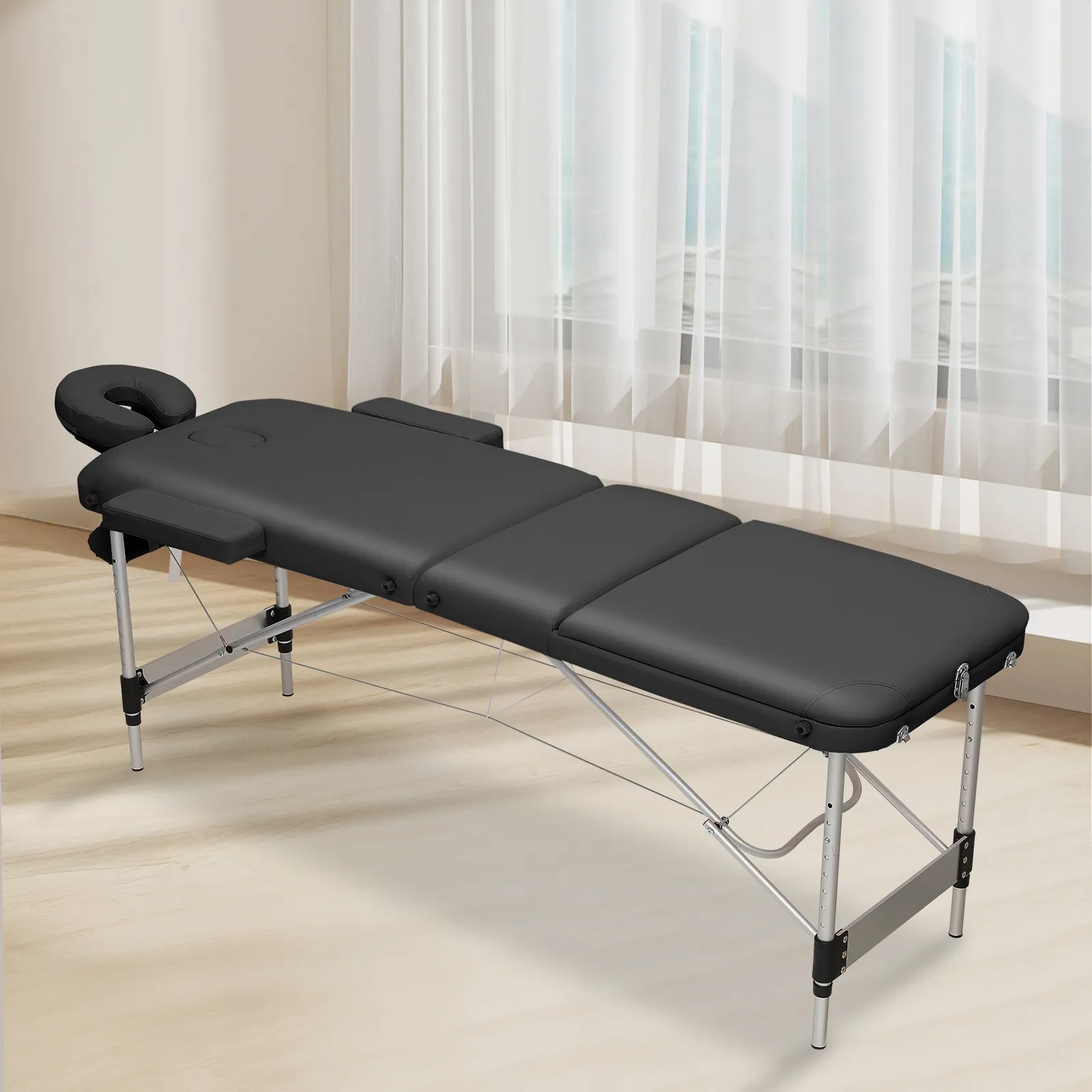 Portable Massage Table - Adjustable Height 24.5" to 33.5" - Tilt Back - Aluminum Frame
