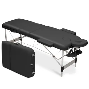 Portable Massage Table - Adjustable Height 24.5" to 33.5" - Tilt Back - Aluminum Frame