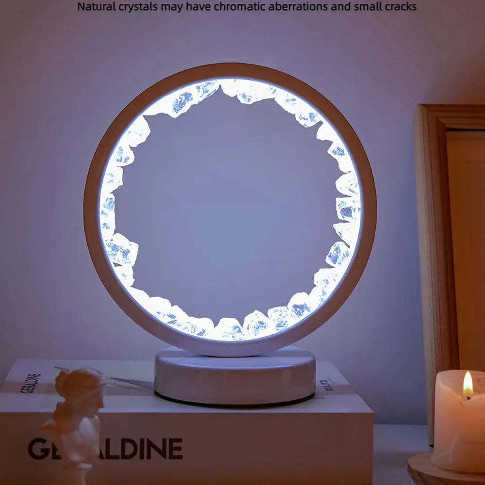 Rechargable Led Bedside Night Lamp With Quartz Amethyst Cluster Bp-50