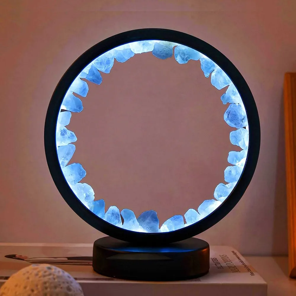 Rechargable Led Bedside Night Lamp With Quartz Amethyst Cluster Bp-50