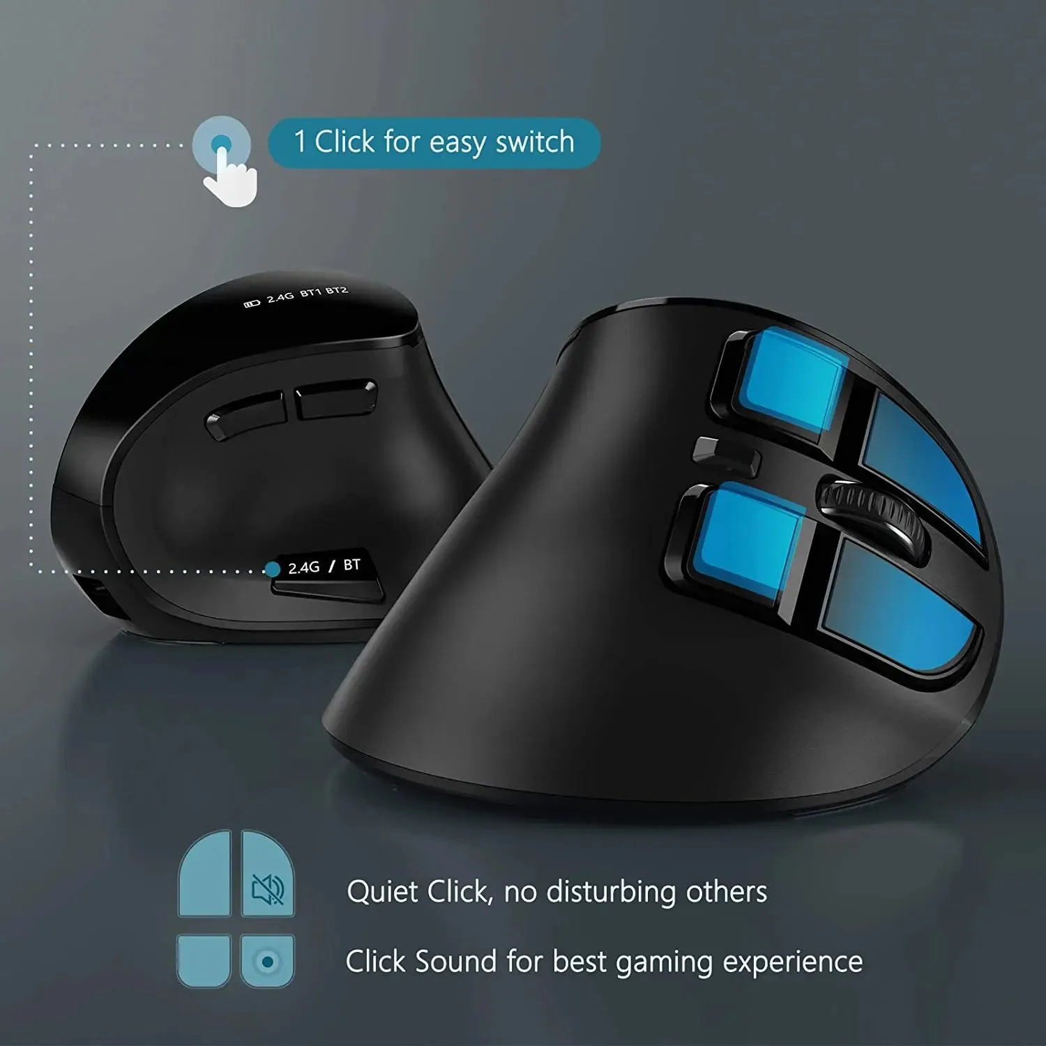 Rechargeable Bluetooth Vertical Mouse for Computer & Laptop
