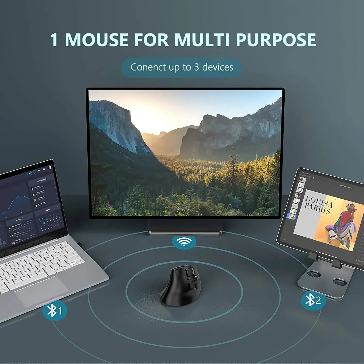 Rechargeable Bluetooth Vertical Mouse for Computer & Laptop