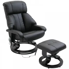 Reclining Massage Chair with Heat Foot Stool Black Luxury Fuax leather Electric Sofa Recliner 10 Massager Heat New Heated Footrest