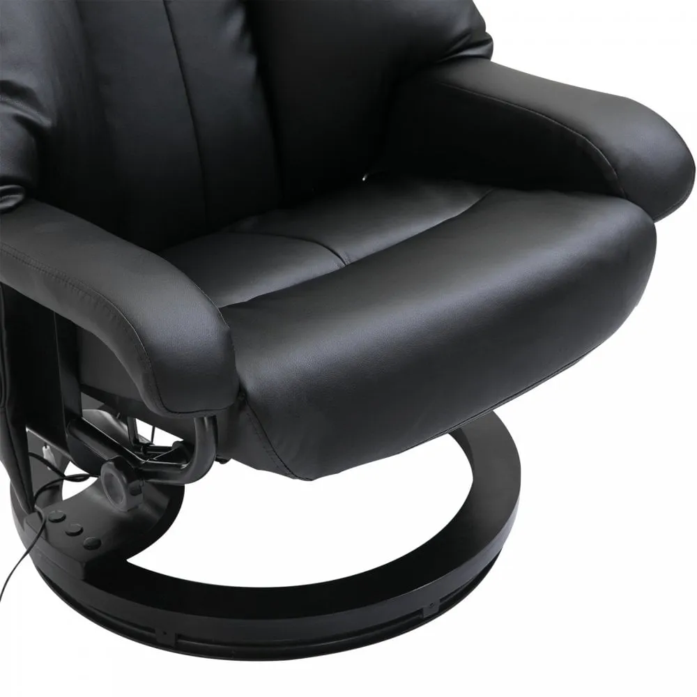 Reclining Massage Chair with Heat Foot Stool Black Luxury Fuax leather Electric Sofa Recliner 10 Massager Heat New Heated Footrest