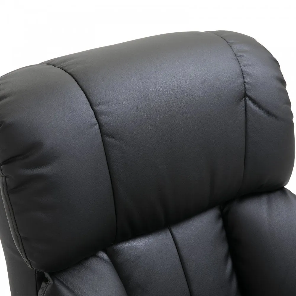 Reclining Massage Chair with Heat Foot Stool Black Luxury Fuax leather Electric Sofa Recliner 10 Massager Heat New Heated Footrest
