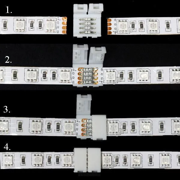RGB 5050 Inline Snap On Square Connector - No Wires