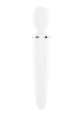 Satisfyer Wand-Er Woman USB Rechargeable Silicone Massager 13in - White/Chrome