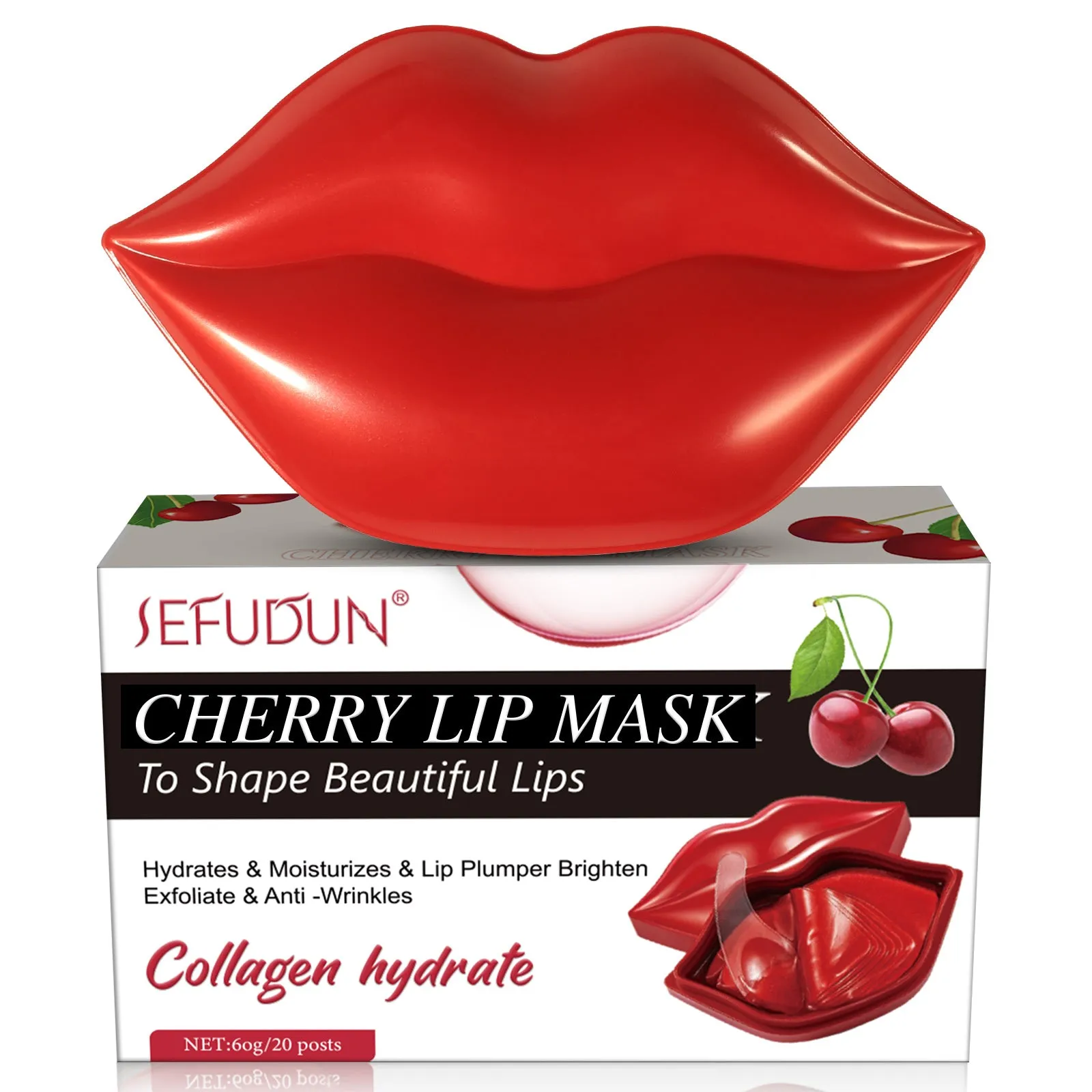 Sefudun Night Sleeping Lip Mask 20Pcs, Collagen Lip Patches, Moisturizing Lip Sleep Mask