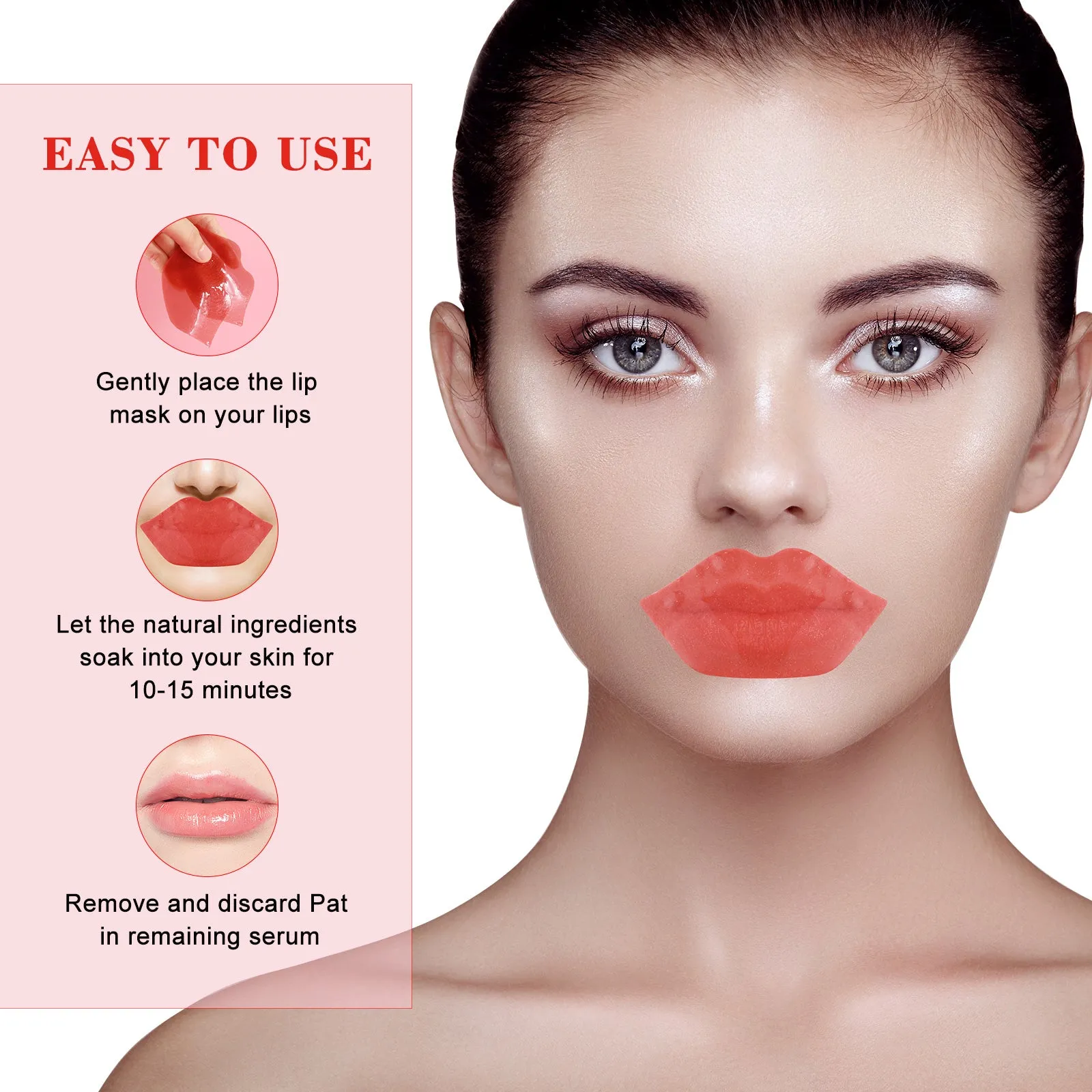 Sefudun Night Sleeping Lip Mask 20Pcs, Collagen Lip Patches, Moisturizing Lip Sleep Mask