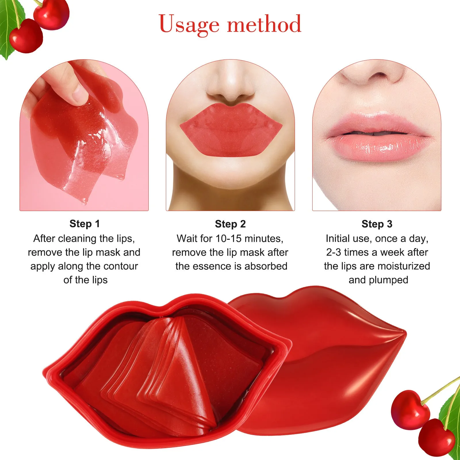 Sefudun Night Sleeping Lip Mask 20Pcs, Collagen Lip Patches, Moisturizing Lip Sleep Mask