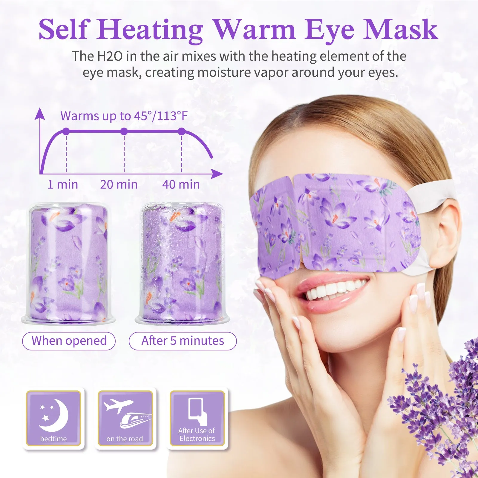 SEFUDUN Steam Eye Mask- Lavender Steam Eye Mask for dry and tired eyes,A Perfect Gift for Women Men Student and More(12 PCS)