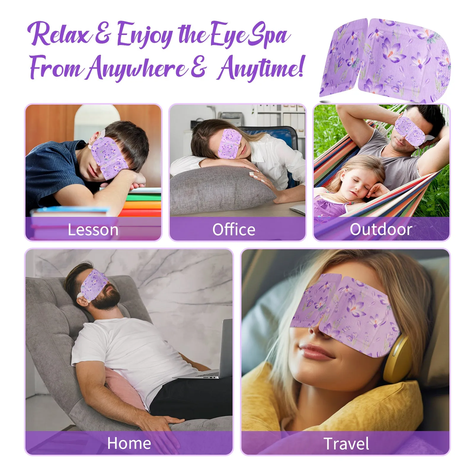SEFUDUN Steam Eye Mask- Lavender Steam Eye Mask for dry and tired eyes,A Perfect Gift for Women Men Student and More(12 PCS)