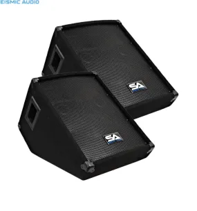 Seismic Audio SA-10M Pair Passive 10" Wedge Floor Stage Monitors Speakers - PRE OWNED
