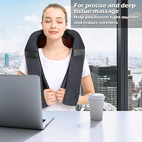 Shiatsu Electric Massager with Heat, Kneading Massage Pillow for Neck, Back, Shoulder, Muscle Pain Relief, Get Well Soon Presents - Christmas Gifts