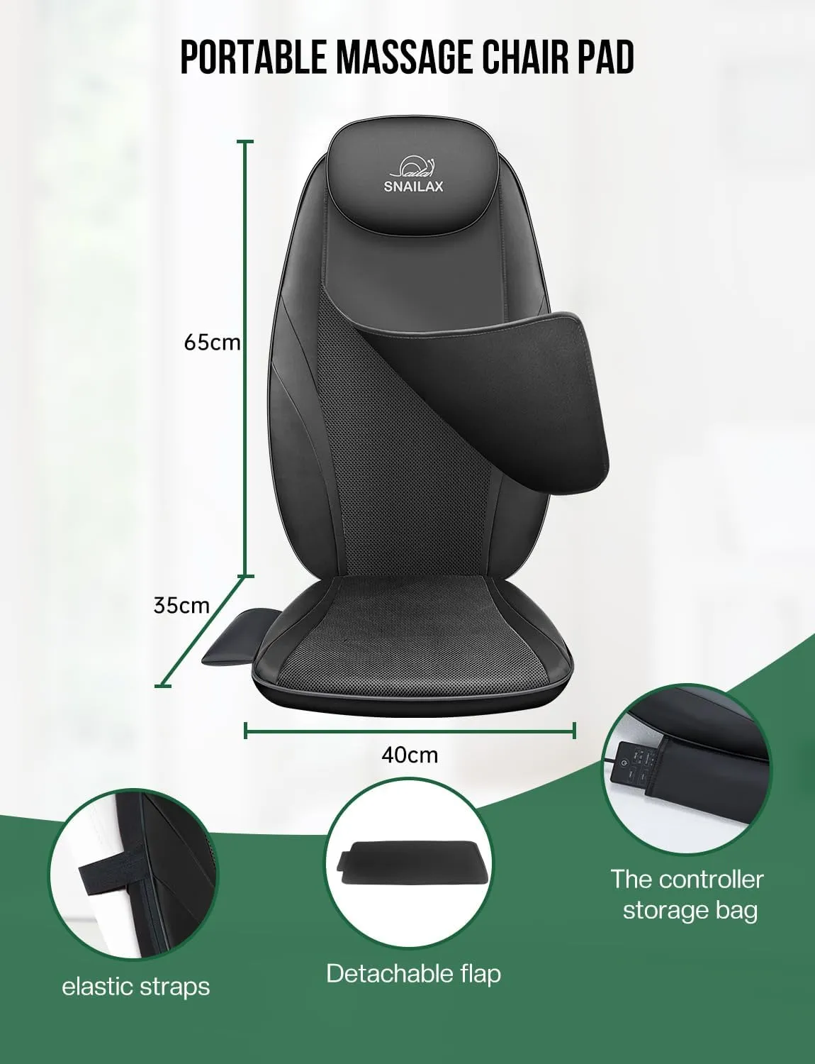 Shiatsu Massage Cushion with Heat Massage Chair Pad Kneading Back Massager