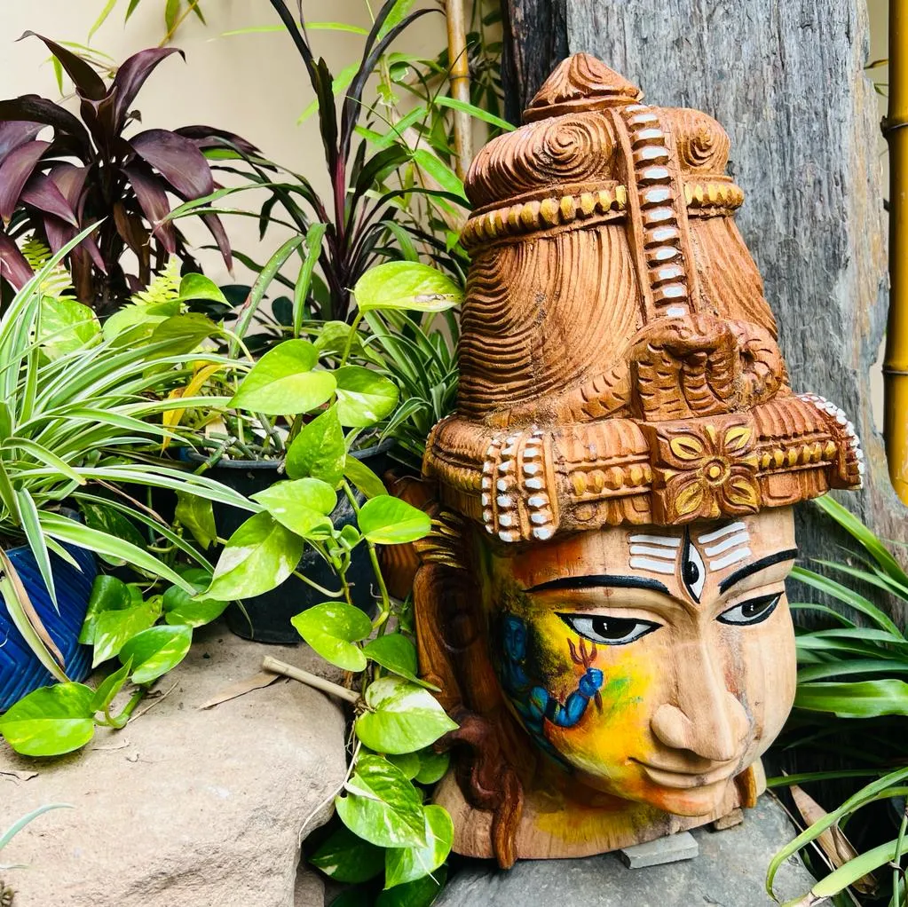 Shiva Head : Wooden Painted Head (20 inches )