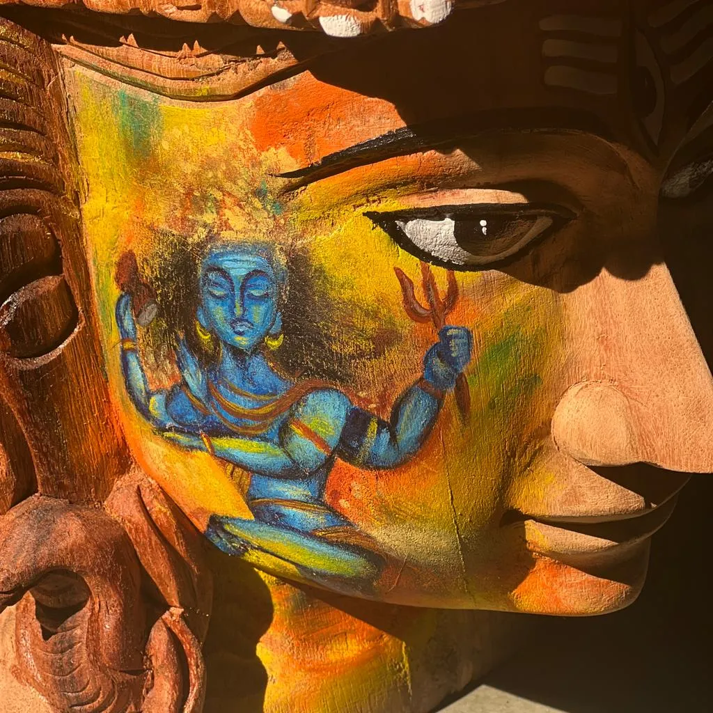 Shiva Head : Wooden Painted Head (20 inches )