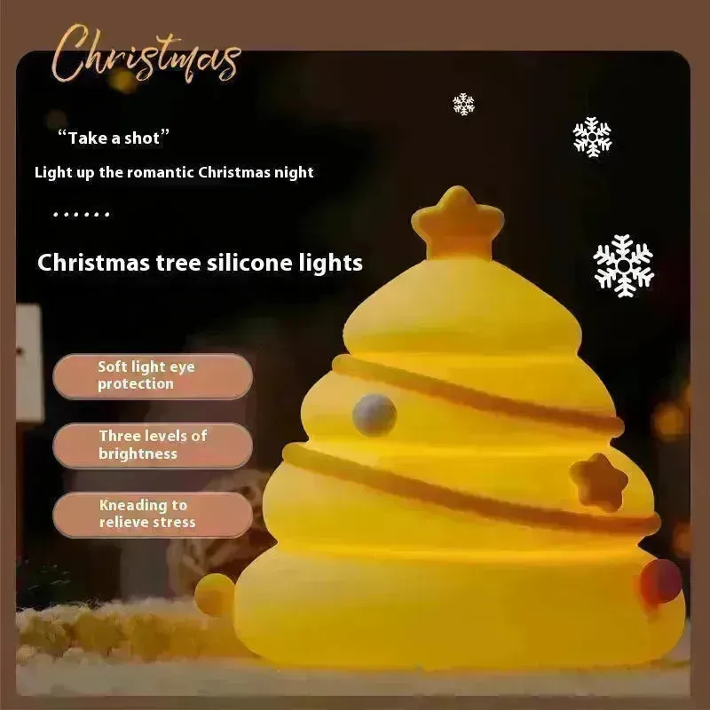 Silicone Christmas Tree Night Lights USB Rechargeable Cute Cartoon Kid Birthday Gifts