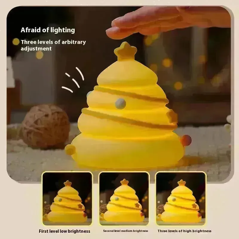Silicone Christmas Tree Night Lights USB Rechargeable Cute Cartoon Kid Birthday Gifts