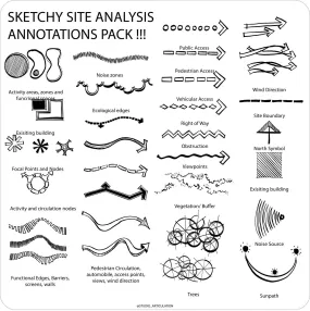 Sketchy Site Analysis Annotations Pack 2