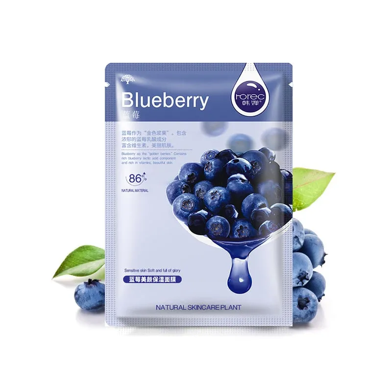 Skin Care Six Fruit Plant Facial Mask Moisturizing Oil-control Blueberry Cucumber Pomegranate Fruit Aloe Face Mask