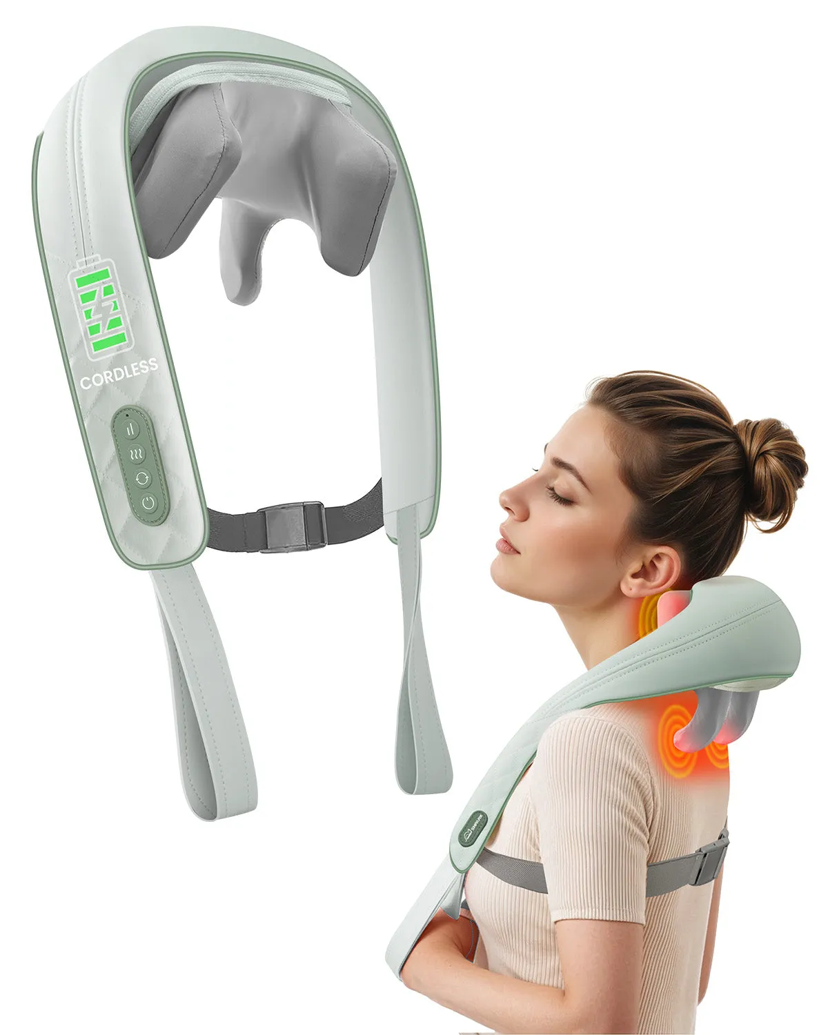 Snailax Cordless Neck Shoulder Massager with Heat,Shiatsu Back Massager Pillow for Neck, Shoulder, Christmas Gifts for Men, Women SL-682