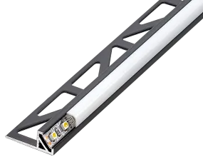 SQUARELINE LED Basic Edging Profile 11/32 in - Matte Black - Aluminum - Tile Edge Trim - by Dural