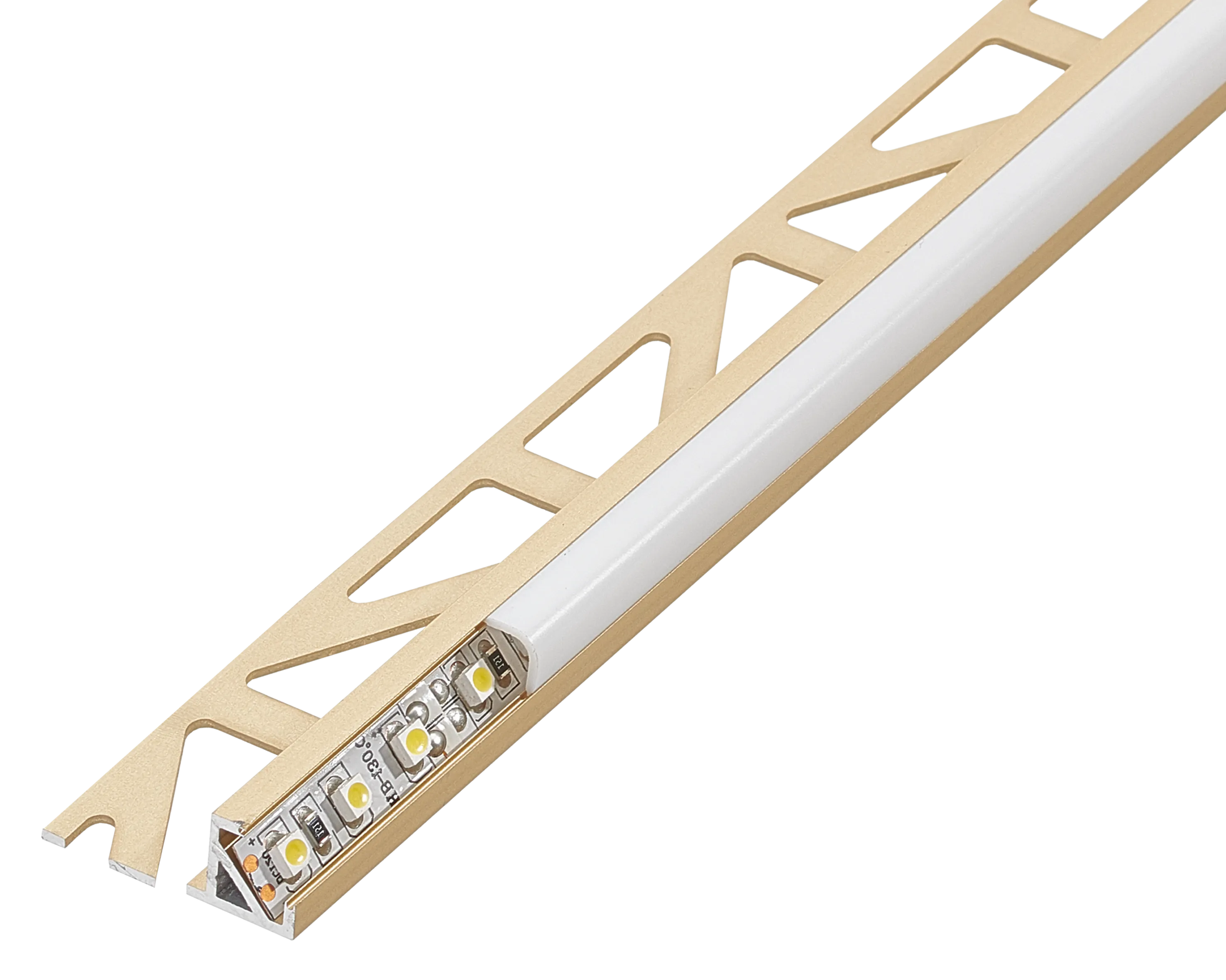 SQUARELINE LED Basic Edging Profile 7/16 in - Champagne - Aluminum - Tile Edge Trim - by Dural