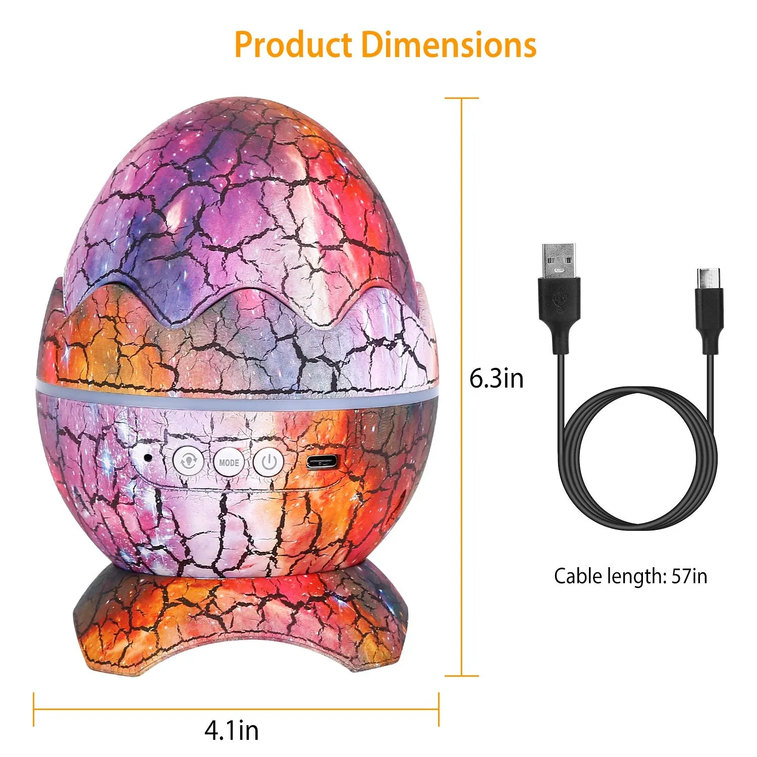 Star Project Lamp Galaxy Light Dinosaur Egg with Wireless Speaker and Remote Control