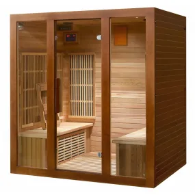 SunRay 4 Person Cedar Sauna w/Carbon Heaters/Side Bench Seating  HL400KS Roslyn