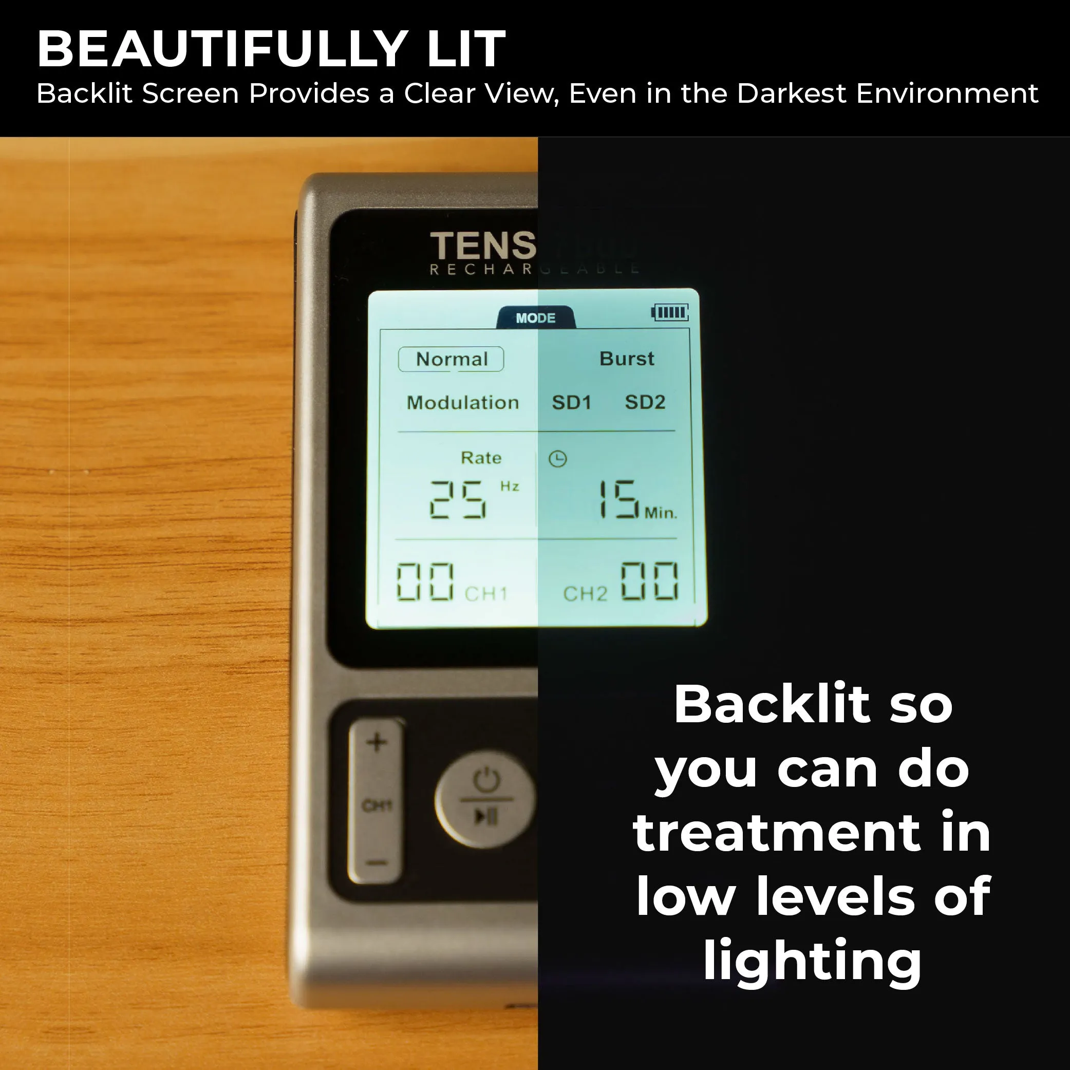 TENS 7000 Elite Rechargeable TENS Unit Muscle Stimulator and Pain Relief Machine