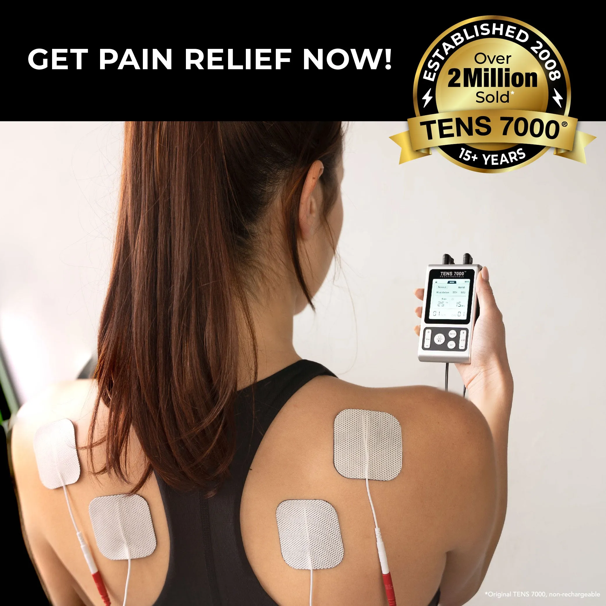 TENS 7000 Elite Rechargeable TENS Unit Muscle Stimulator and Pain Relief Machine