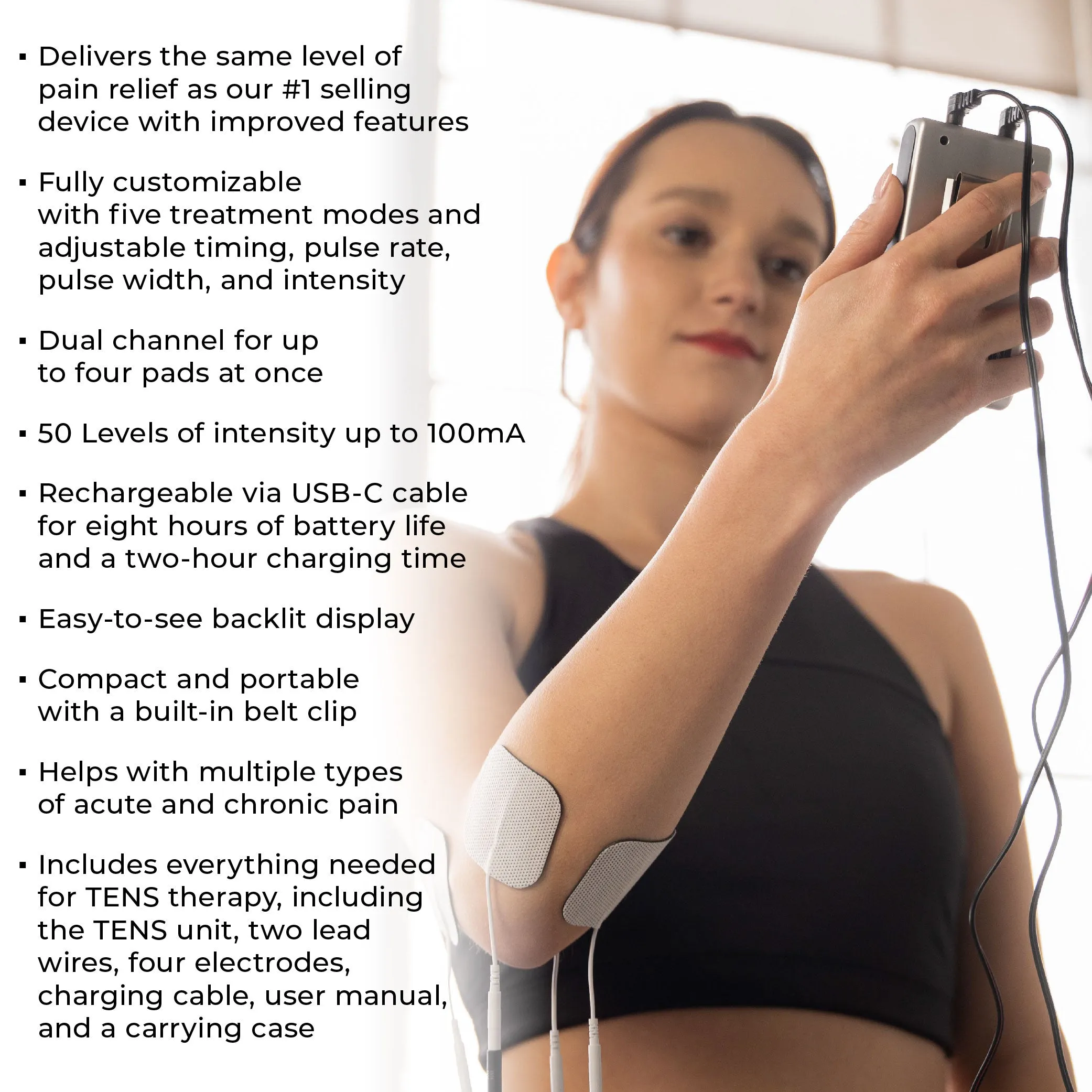 TENS 7000 Elite Rechargeable TENS Unit Muscle Stimulator and Pain Relief Machine