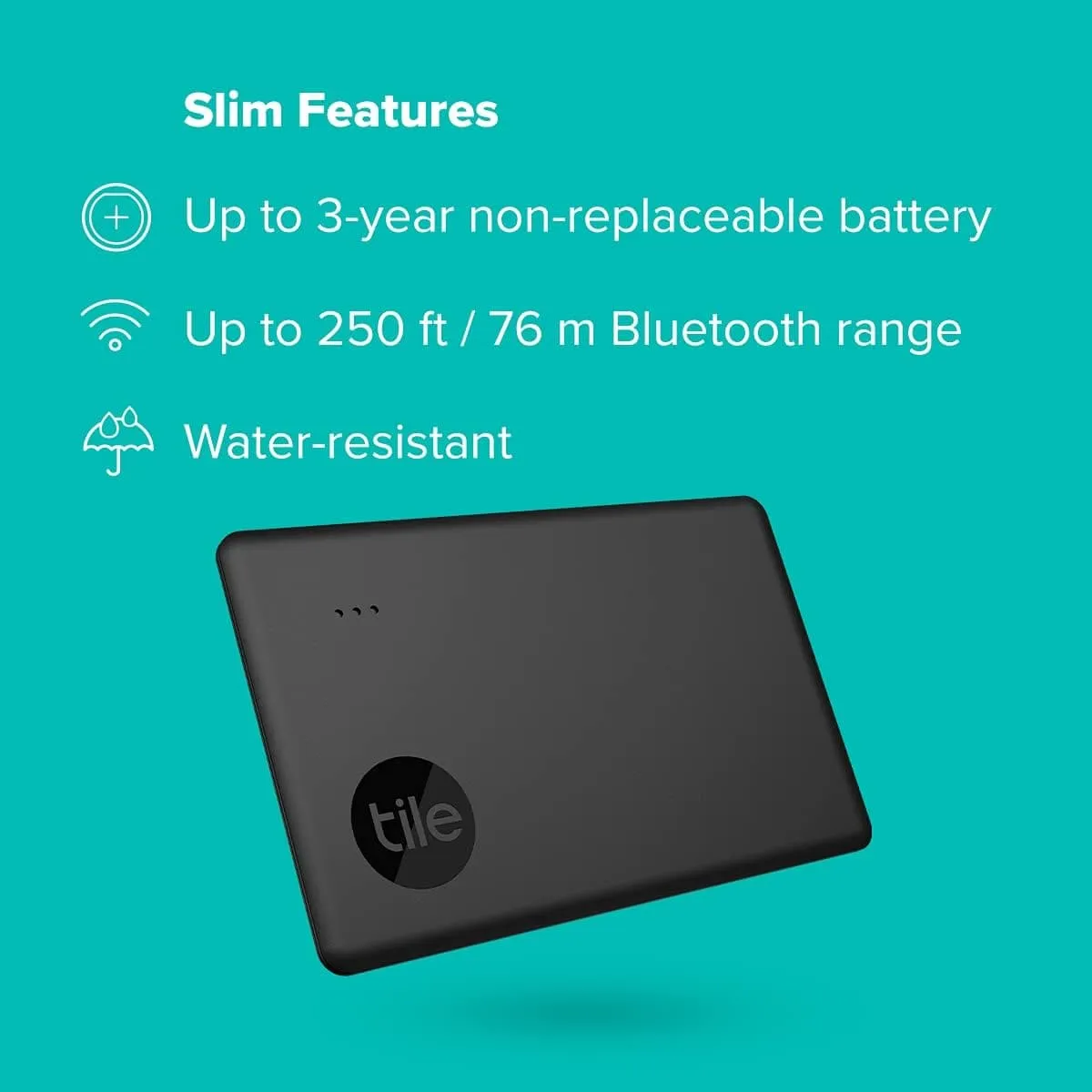 Tile Slim (2022) - Bluetooth Tracker for Wallets & Devices | Compatible with Alexa, Google Home, iOS & Android - Black