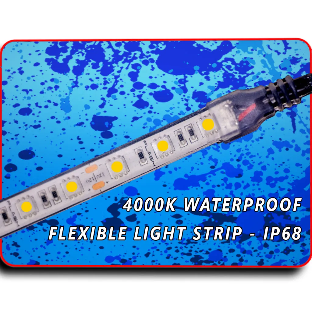 Waterproof Flexible Light Strip - IP68 - 12V - 4000K White **16FT ONLY**