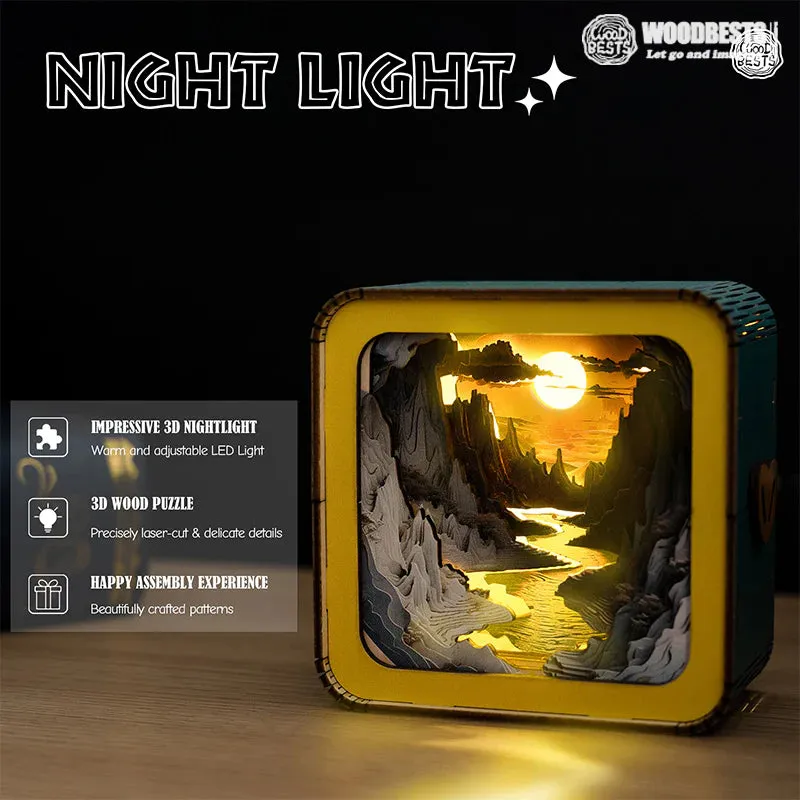Woodbests - Long River Sunset Kit - 3D Wooden Puzzle Night Light (Pre-Order)