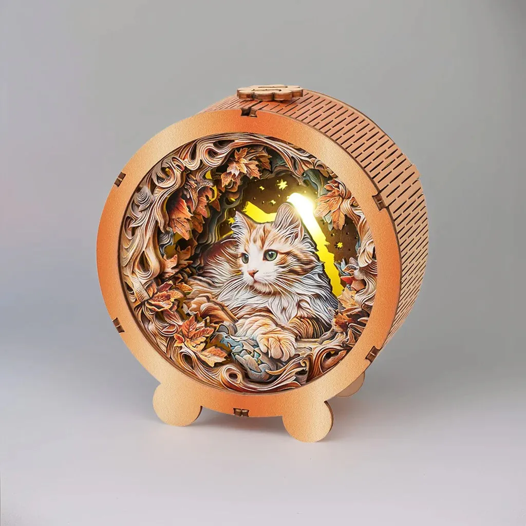 Woodbests - Mystical Cat Kit - 3D Wooden Puzzle Night Light (Pre-Order)