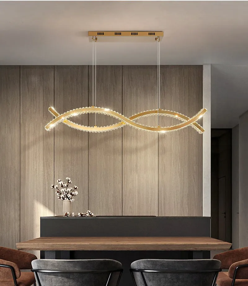 YLK wave design island hang crystal lamp large luxury home decor