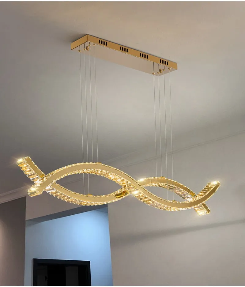 YLK wave design island hang crystal lamp large luxury home decor
