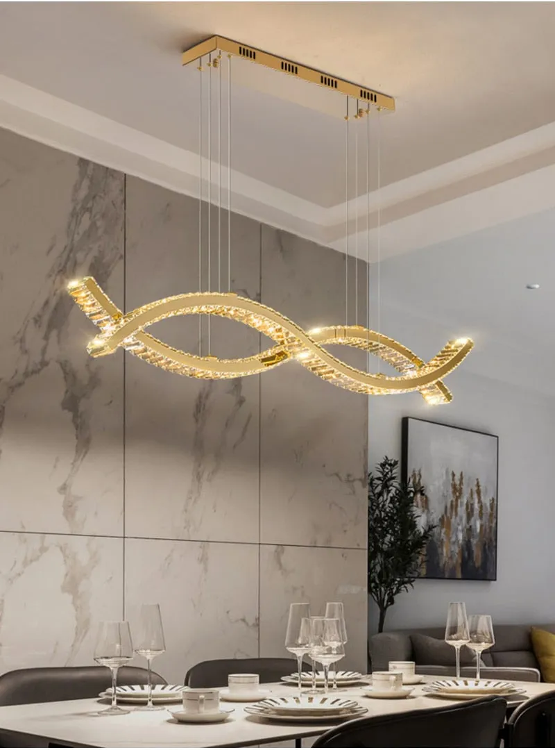 YLK wave design island hang crystal lamp large luxury home decor
