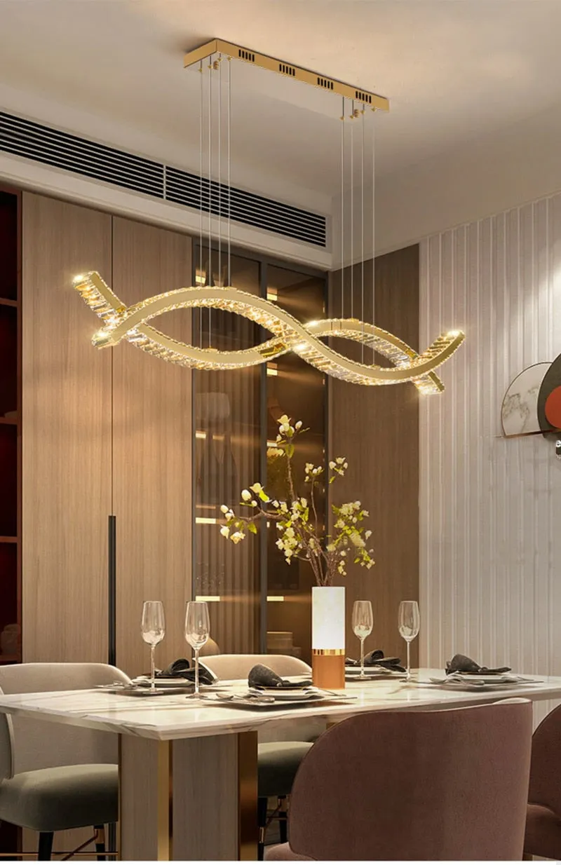 YLK wave design island hang crystal lamp large luxury home decor