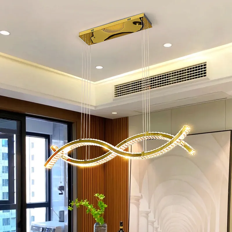 YLK wave design island hang crystal lamp large luxury home decor