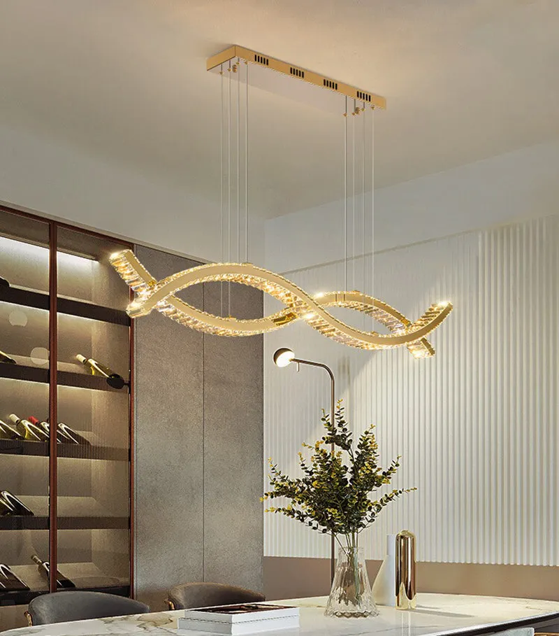 YLK wave design island hang crystal lamp large luxury home decor