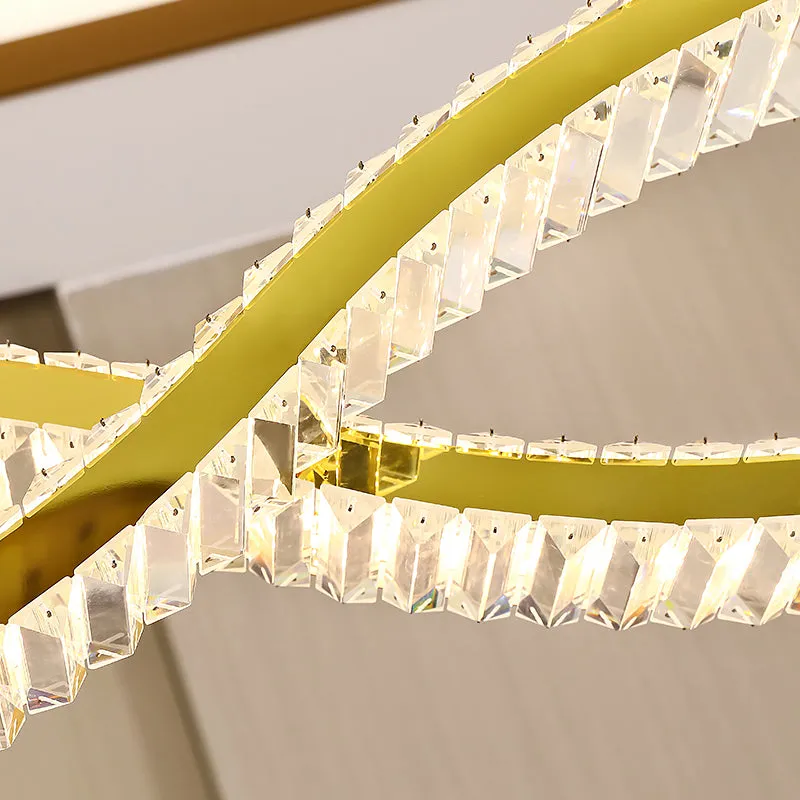 YLK wave design island hang crystal lamp large luxury home decor