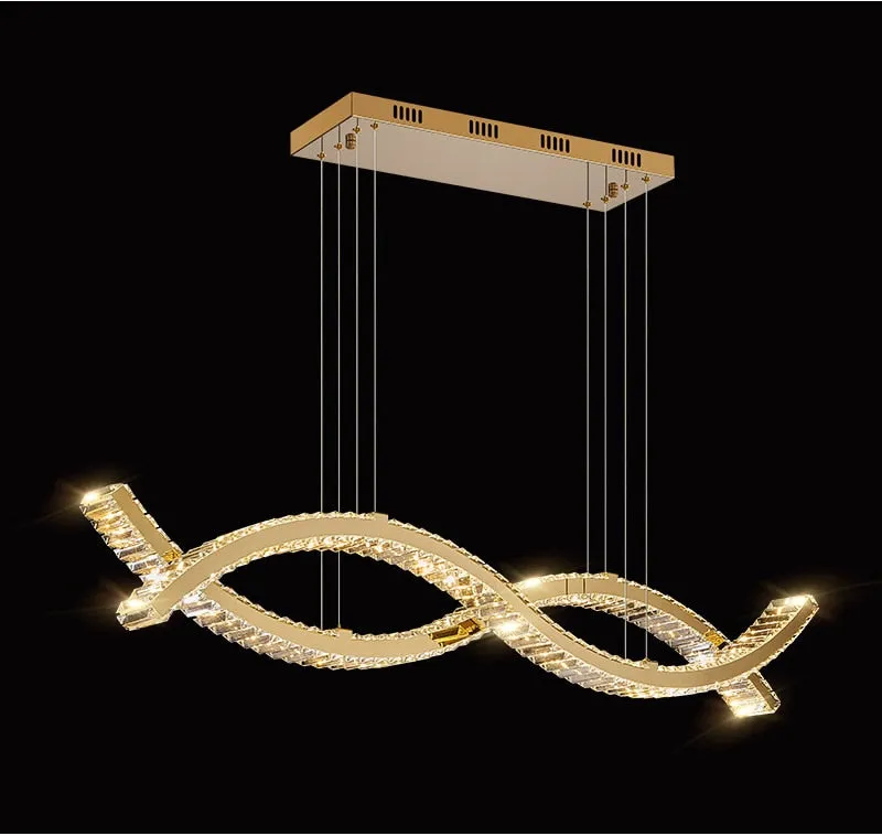 YLK wave design island hang crystal lamp large luxury home decor