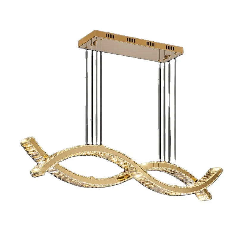 YLK wave design island hang crystal lamp large luxury home decor