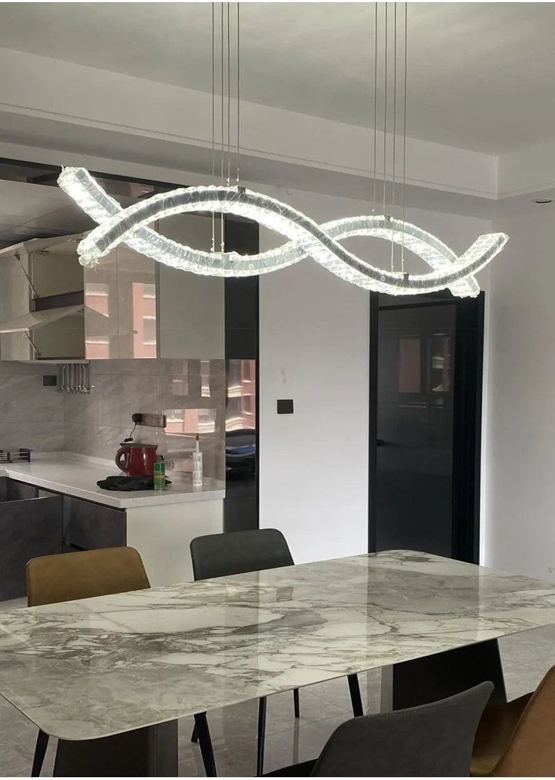 YLK wave design island hang crystal lamp large luxury home decor