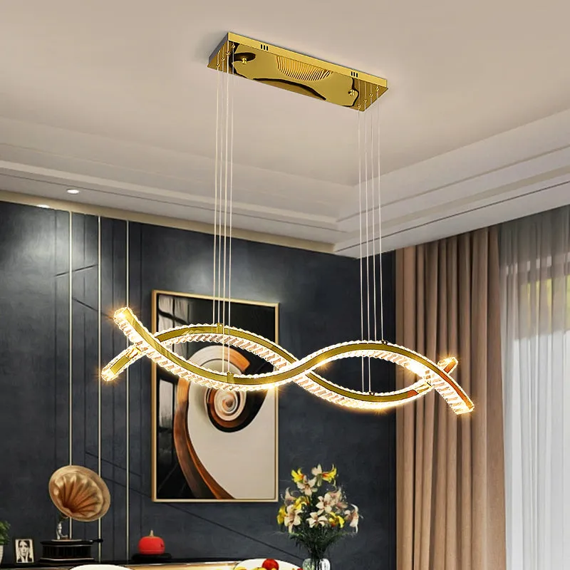 YLK wave design island hang crystal lamp large luxury home decor
