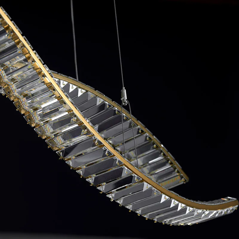 YLK wave design island hang crystal lamp large luxury home decor